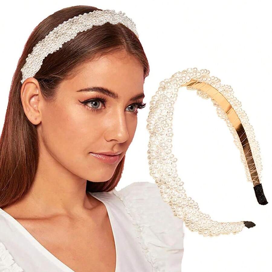 1pc High-End Faux Pearl Hairband Is A Simple And Versatile Accessory For Women, Suitable For Going Out. It Is A High-Top Headwear That Exudes Elegance, Hair Hoop