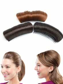 2pcs/1pc Fluffy Hair Comb Pad, Volumizing Hair Styling Tool, Invisible Curly Hair Clip, Hair Puff Styling Insert Tool, DIY Hairstyle - Hair Accessory For Women, Home Beauty Women Accessory Gifts, Hair Styling Kit, For Barber Salon Beauty Travel Essentials ,Hair Styling Tools