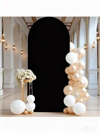 Black Arch Background, 6 Feet, 6.6 Feet, 7.2 Feet, Beige Wedding Arch Cover 2 Sides Spandex Laminated Fabric Arch Background, Party Background, Wedding Background Rite Decoration Arch Background Fabric Birthday Party Wedding Decoration Fabric (Shelves Not Included, Only Fabric Background)