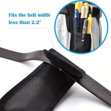 1pc Adjustable Waist Belt Pen Pouch, Fabric Multi-Compartment Design, Detachable Pencil Case, Pen Loop & Tool Slot, Hands-Free EDC Storage For Office, Outdoor, School, Fits Pens, Scissors - Black - View 8