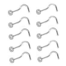10pcs Stainless Steel Round Ball Nose Studs & Cone S-Post Nose Rings Piercing Jewelry