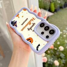 Halloween  Case for  17 17 Pro 17 Air 17 Pro Max 16 Pro Max 16e 15 Plus 14 13 12 11 XS Max XR X Lightweight Shockproof Anti-Yellow Cute Pumpkin Cat Design