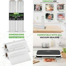 nutrichef Two 8"X10' 4 mil Commercial Vacuum Sealer Storage Rolls, Create Your Own Size Bag For NutriChef, and Other(For NutriChef, and Other Brands.) - Tipo 1 - Ver 1