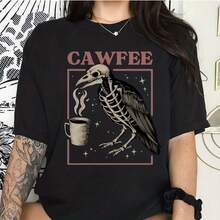 Crow Shirt, Crow Gift, Crow Coffee Shirt, Crow Skeleton Shirt, Funny Crow  Shirt, Crow Skull Shirt, Coffee Lover, Halloween - 款式7 - 查看 1