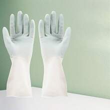 加厚防水乳胶厨房手套 - 米色和薄荷绿，防滑手套，用于洗碗、清洁和家居，适用于厨房、浴室和客厅，清洁手套 | 人体工学手套，耐用橡胶手套，厨房手套，适合 24 小时使用，适合 15 岁及以上人士作为节日礼物 - 彩色 - 查看 7