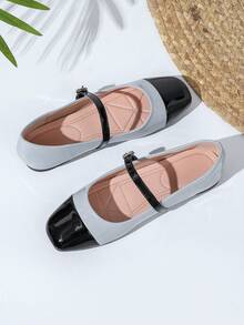 New Mary Jane Flat Shoes For Women - Grey - View 4