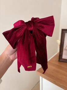 Red Bow Velvet Ponytail Clip