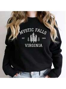 Mystic Falls Virginia Sweatshirt Vampire Fan Sweater Salvatore Brothers Hoodie Unisex Long Sleeve Sweatshirts Casual Pullovers - màu xanh lá - Xem 5