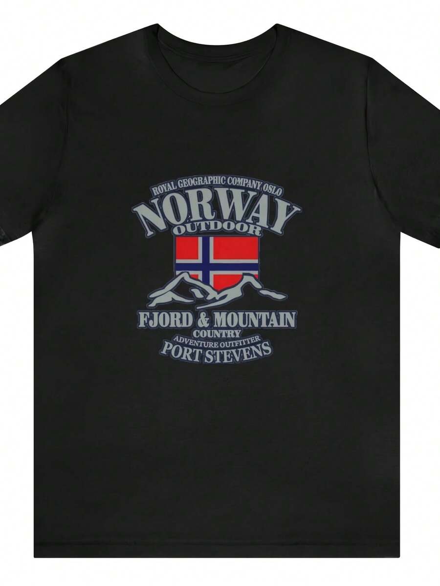 Men's Norway Graphic Cotton T-Shirt - Short Sleeve, Round Neck, Breathable - 款式9 - 查看 1