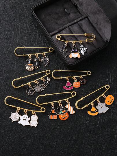 Cartoon Weihnachts-Kürbis, Hexe, Geist, Dämon Brosche, handgefertigtes feines Weihnachtsgeschenk, Plüsch-Brosche für Pullover, Schal, vielseitige Dekoration