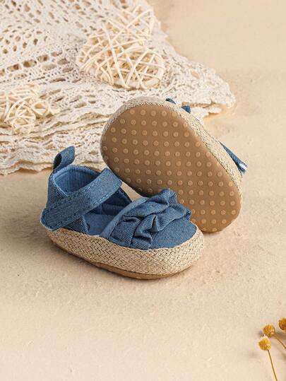 0-3-5 Months Newborn Infant Girl Princess Wavy Cute Shoes, Suitable For Spring & Autumn Indoor & Outdoor