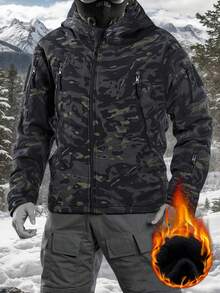 Men's Outdoor Thermal Lined Hooded Jacket, Autumn/Winter - Black - View 2