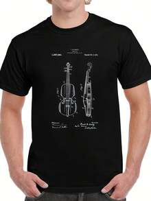 1921 Antique Violin Patent Blueprint T Shirt - Style 24 - View 1
