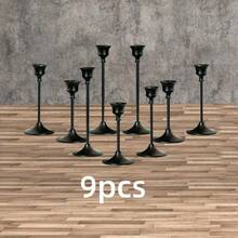 黑色金属锥形烛台，复古现代装饰中心烛台，适用于家居、酒店、壁炉、婚礼、圣诞派对、乔迁之喜等场合。