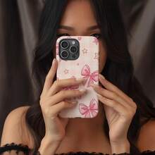 Retro Checkered Phone Case, Bows Aesthetics MagSafe Phone Case - Hồng - Xem 2