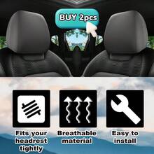 1pc/2pcs Car Headrest Cover, 9.06*9.06in, Elastic Fabric Soft And Breathable Full Surround Dust Cover, Retractable Opening Seat Headrest Protective Cover, Suitable For Car Decoration - Solid Color, Cute Pattern Design - 23cm/9.06inch - View 7