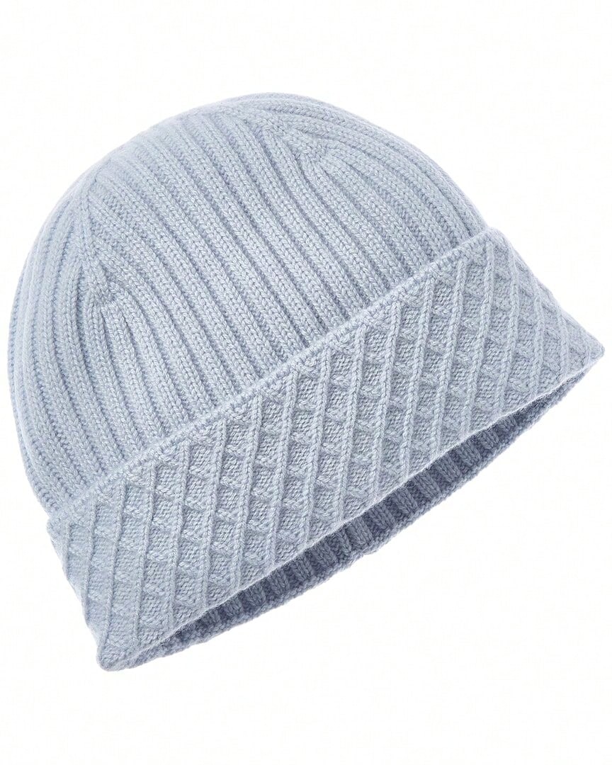 Bruno Magli Diamond Cuff Rib Cashmere Beanie - Blue - View 1