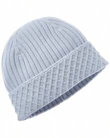 Bruno Magli Diamond Cuff Rib Cashmere Beanie - Blue - View 2