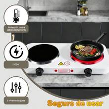 Hornillo eléctrico americano de una o dos placas 110V, estufa multifuncional para cocinar y café, pequeña estufa eléctrica para interior y exterior - Blanco - Ver 4