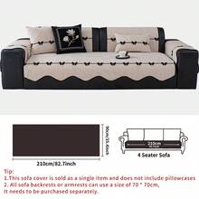 1pc Wavy Hem Solid Color Chenille Sofa Cover,Bowknott Decor Sofa Cushion, Minimalist Modern Style, Suitable For Bedroom, Living Room, Office Home Decor, Fits Single, Loveseat, 3-Seater, 4-Seater And Sectional Sofas