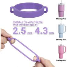 AFRT 7Pcs Khaki Stanley Cup Accessories Set With Handle Strap Love Heart/Flower Straw Topper Straw Cover Cap Silicone Boot Love Heart Charms For Water Bottle Tumbler 20oz 30oz 40oz - 卡其色 - 查看 5