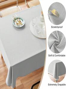 Khăn trải bàn hình chữ nhật bằng vải lanh giả chống nhăn, chống nước bắn, viền khâu cổ điển, kết cấu mềm mại, thích hợp cho nhà hàng, trong nhà, tiệc tùng, trang trại, dã ngoại ngoài trời, cắm trại - Xám - Xem 6