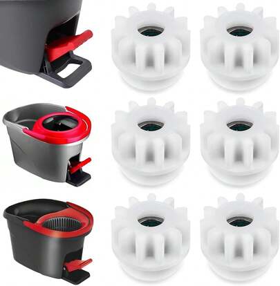 nuevoLnngub - Juego de 6 piezas de cubeta de fregona giratoria, pedal de repuesto para fregona giratoria, repuesto para escoba, piñón de embrague unidireccional, reparación compatible con cubeta de fregona