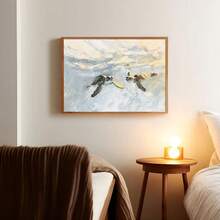 1pc Framed/Unframed Watercolor Sea Turtle Art Poster, Vintage Coastal Wall Art, Canvas Print, Minimalist Bathroom Wall Decor, Ideal Gift For Living Room, Dorm, Apartment, Home Decoration - Multicolor - View 4