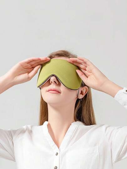 1 pieza Máscara para dormir de doble cara, bloqueo de luz, siesta, para hombres y mujeres, con colgante para las orejas, de uso dual cálido y frío, alivio de la fatiga, máscara de protección ocular de seda