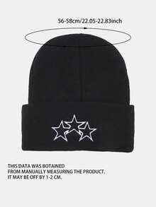 1 件男士 3D 字母刺绣针织帽，户外保暖冬季帽子秋季服装 - 黑2 - 查看 2