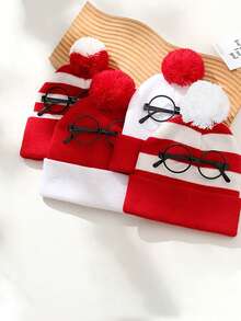 1pc Christmas Knit Beanie, Lightweight And Comfortable To Wear, Features A Stretchy Design That Won't Dig Into Your Head. Perfect For Christmas Parties, Family And Friends Gatherings, Daily Outings, Or As A Holiday Gift. Winter Head Warmer