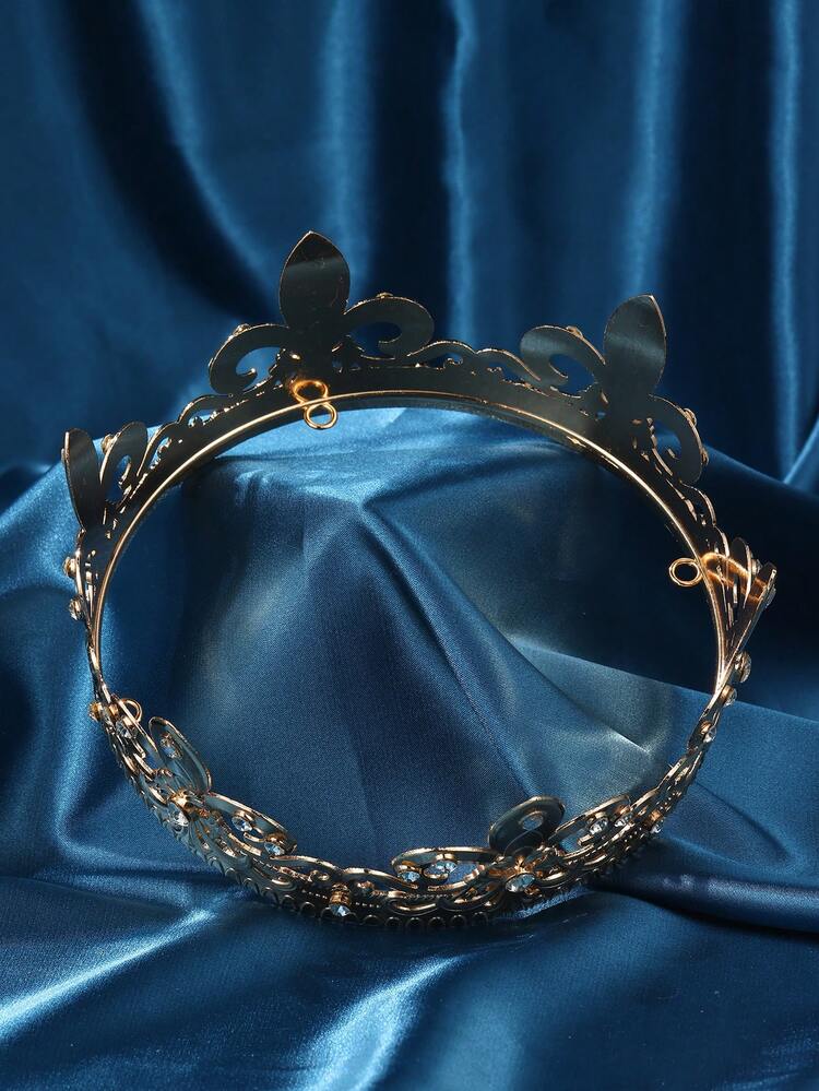 King Crown, King Crowns For Men Crystal Vintage Baroque Black Crown Prom King Crown Tiara Evil Crown Luxury Rhinestone Silver Crown For Birthday Prom Halloween Cosplay Party Birthday Crowns For - Gold - View 3