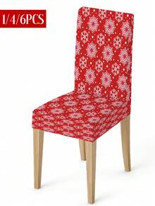 Christmas Stretch Chair Cover, Christmas Snowflake Reindeer Gingerbread Bell Chair Back Protector Cover, Washable Winter Dining Room Chair Slipcover For Home, Restaurant, Living Room, Kitchen Decor (1pc/4pcs/6pcs/20pcs)