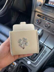 Rhinestone Clover Car Air Vent Storage Box, Car Interior Organizer, Phone Holder, High-End Car Decor, New Car Gift