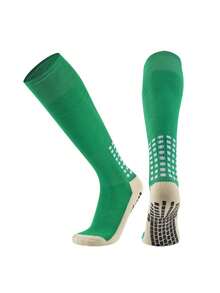 1双青少年及膝足球袜，适合10-18岁女孩，防滑点状长款运动袜，男孩加厚毛圈缓冲足球运动袜，采用涤纶针织面料制成。