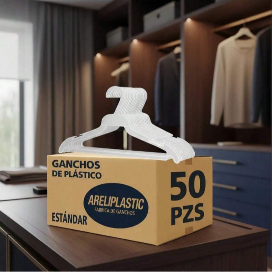 Gancho para Ropa Estándar | Práctico y Resistente, Ideal para Blusas, Camisas, Pantalones y Prendas Ligeras | Diseño Ergonómico que Evita Deformaciones en la Ropa | Fabricado con Material Duradero de Alta Calidad para Uso Diario en Hogar, Tienda o Lavandería | Ligero, Funcional y de Gran Estabilidad para Mantener tus Prendas Siempre en Orden
