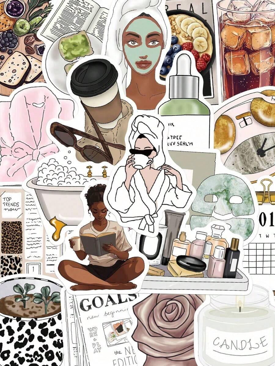 50Pcs Exquisite Girl Stickers Waterproof PVC Gift Cartoon Decoration Scrapbook Laptop Luggage Guitar Water Cup Phone Case DIY Decal