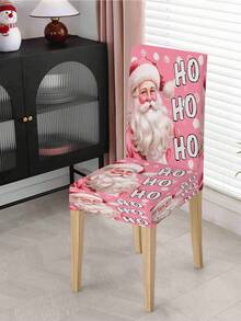 Husă de scaun elastică din poliester, cu model de brad de Crăciun roz, ren, Moș Crăciun, husă de protecție pentru spate, lavabilă, potrivită pentru casă, sufragerie, living, decor de bucătărie (1 buc/4 buc/6 buc/20 buc) - Multicolor - Vizualizare 9