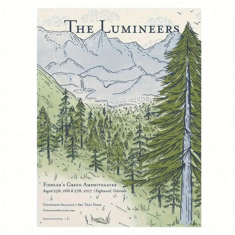 Affiche sur canevas paysage de forêt de concert - Matériau ecanevasle souple imperméable, œuvre murale vintage sans cadre pour la décoration de la maison, le salon, la chambre à coucher, le bureau - 12x16 pouces (1 pièce) - Multicolore - Voir 1