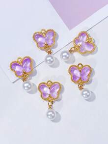 50/30/10/5pcs Gold Tone Alloy Butterfly Pendant, Elegant Green Glass Pendant With Pearl Decor, Suitable For Necklaces, Bracelets, Earrings And Craft Decorations, Beautiful Gift Idea, Jewelry Making Supplies - Butterfly - View 14