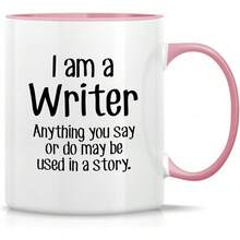 Mugs - WRT001 - White Mug With Pink Handle and Interior - View 2