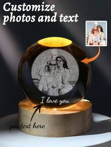 Customized Photo Crystal Ball Night Light, Personalized Crystal Ball With Illuminated Wooden Base, Customizable Photo Crystal Ball LED Base With Colorful Lighting, An Ideal Gift For Women, Men And Couples, Suitable For Valentine's Day, Wedding Anniversary And Other Occasions - Multicolor - View 13