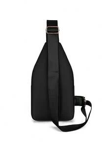 1 件尼龙纯色时尚刺绣菱形图案女士胸包，多功能户外旅行可调节肩带斜挎包，适用于手机、化妆品、骑行、运动 - 黑色 - 查看 6