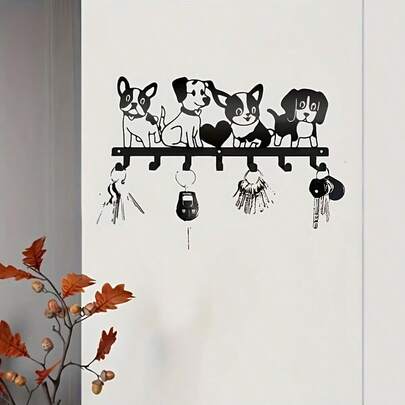 Stylish Black Metal Key Holder With 7 Hooks – Space-Saving Wall-Mounted Organizer For Entryway, Hallway, And Office, Craft Ornament Display, Durable Steel Construction, Modern Home Accessory For Daily Essentials And Keepsakes, Easy Install, Neatly Tidy, Multi-Functional Front Door, Cabinet, And Desktop Decor, Seamless Organization Solution For Small Spaces