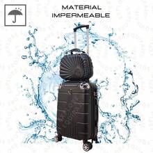 Juego 18 Pulgadas + Neceser Ligera Doble Llanta Candado Fijo Sin Documentar Resistente - Negro - Ver 6