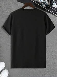 Camiseta Masculina Gráfica Estampa de Homem de Deus Gola Redonda Casual para Look Descontraído100% Algodão Fio3.0 - Preto - Visão 3
