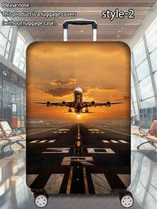1pc 300G/Square Meter Airplane Travel Series Printed Pattern, Very Suitable For Business Travel, Summer Vacation Back To School, Checked Luggage, Scratch-Resistant And Wear-Resistant Polyester Protective Cover Suitable For Men And Women's Luggage Cover, Dust-Proof Travel Accessories Are Easy To Hand Wash, Washable And Detachable, Essential Accessories For Outdoor Vacation Travel (Fits 20-28 Inch Luggage) - Multicolor - View 15