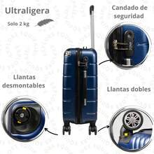 Maleta 20 Pulgadas Sin Documentar Ligera Doble Llanta Candado Fijo - Azul - Ver 4