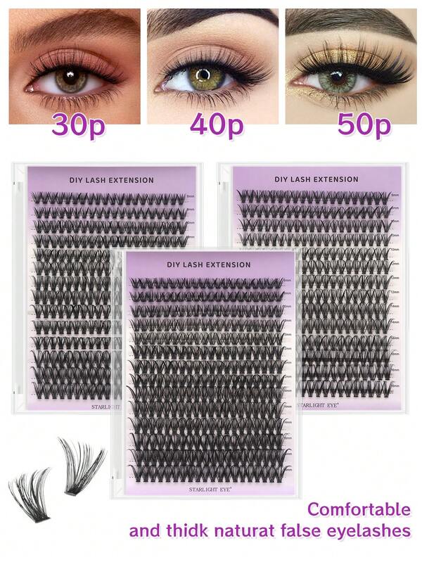 280 Stücke D-Locken 30D+40D+50D Kunstmink Wimpern 280 Büschel 0,07mm D-gelockt 8-16mm gemischte natürliche Wimpernverlängerung 3D Russisch Streifen Persönliches Wimpern Make-up Werkzeug