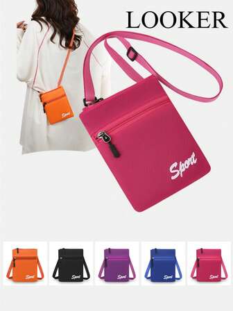 Bolso bandolera casual con diseño de cremallera para uso diario y deportes